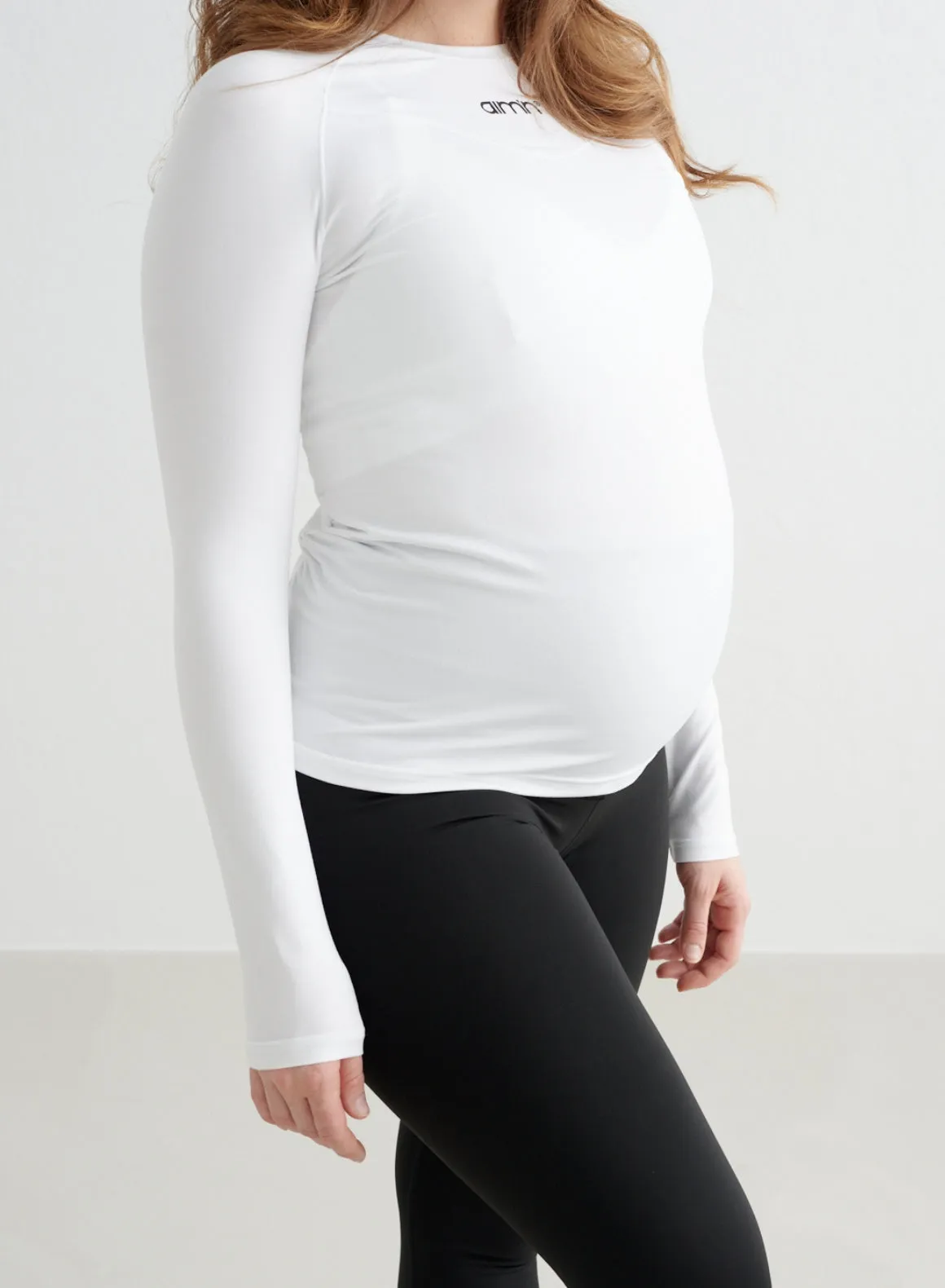 Dry climate Oversized style White Soft Basic Maternity Long Sleeve
