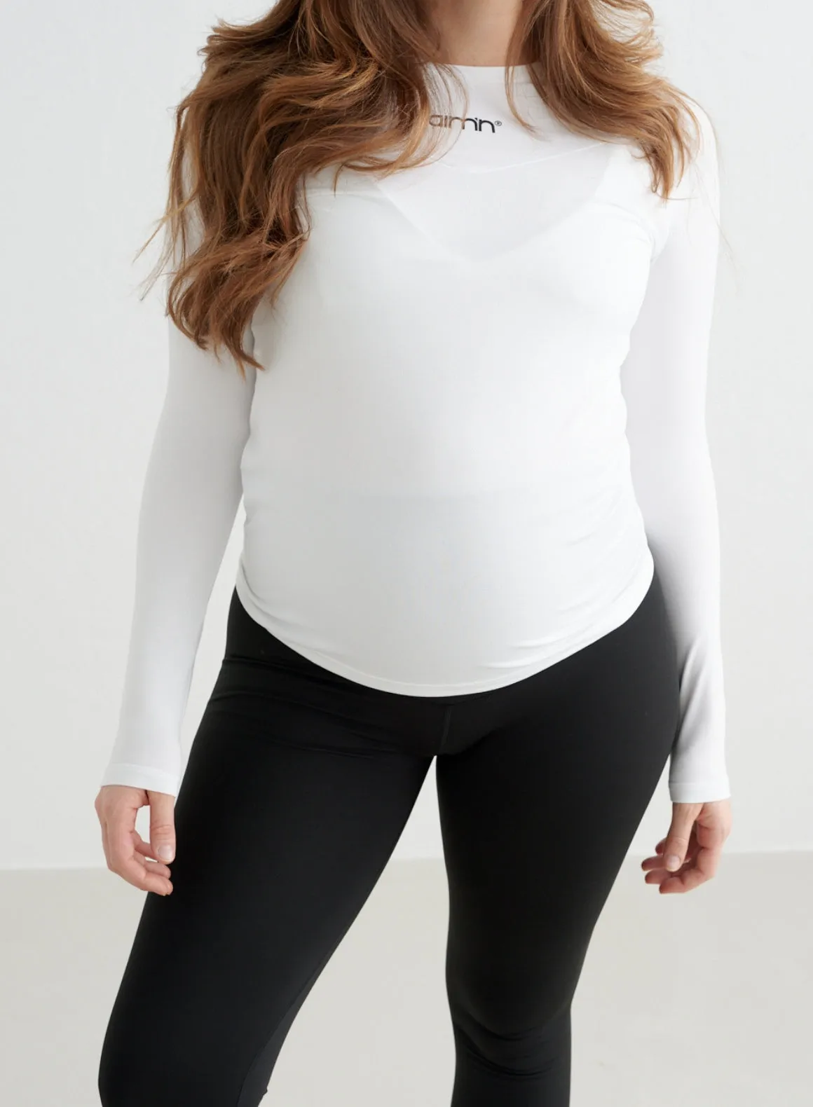 White Soft Basic Maternity Long Sleeve Picnic