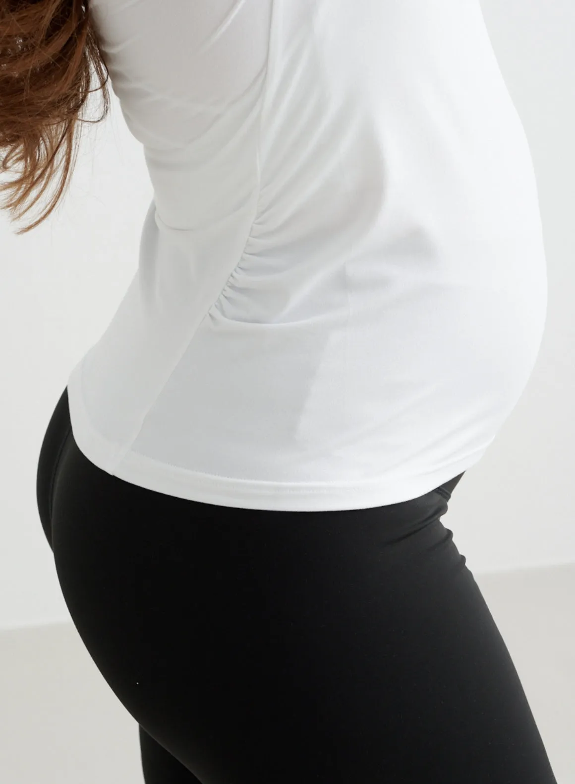 White Soft Basic Maternity Long Sleeve Workshop Travel - wear