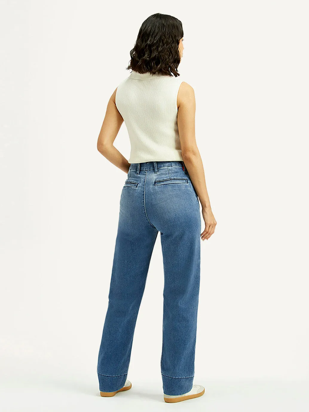 Women's Redloop Blue Ribcage Straight Fit High Rise Jeans Cool Texture Comfortable Wear