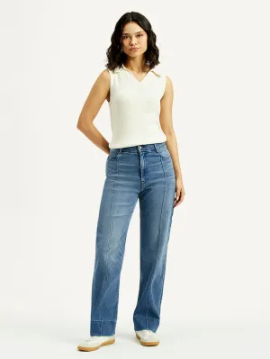 Modern Silhouette Women's Redloop Blue Ribcage Straight Fit High Rise Jeans