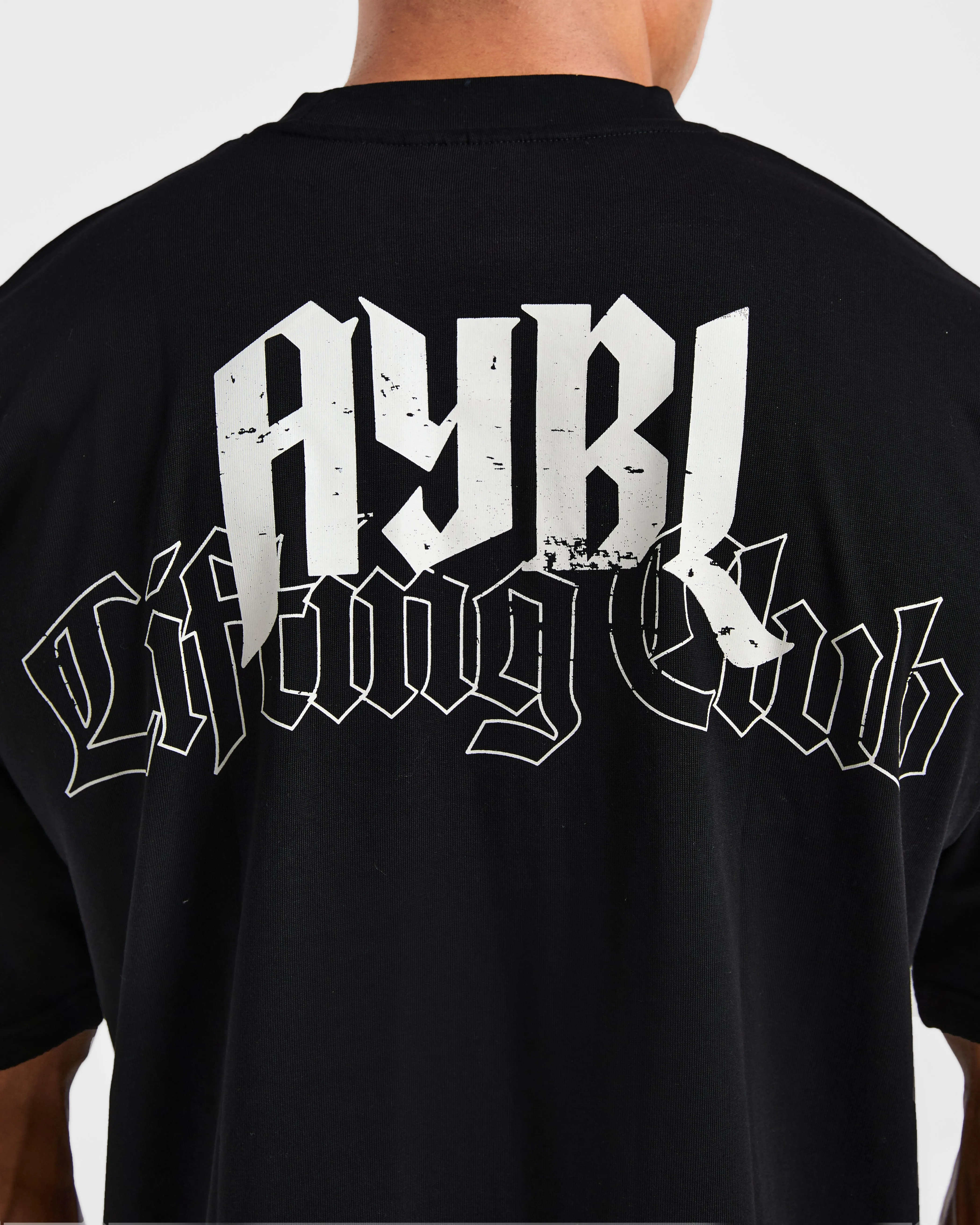 Lifting Club Gothic Oversized T Shirt - Black/Off White AntiBacterialTreatment Smooth Jersey Texture