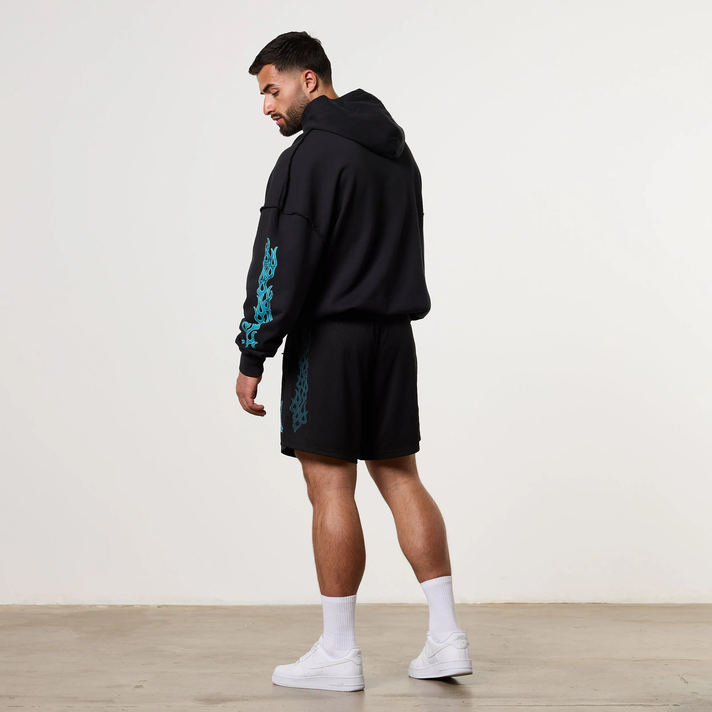 Vanquish Grunge Washed Black Oversized Pullover Hoodie warm-toned