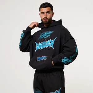 cleaning outfit Customer Favorite Vanquish Grunge Washed Black Oversized Pullover Hoodie