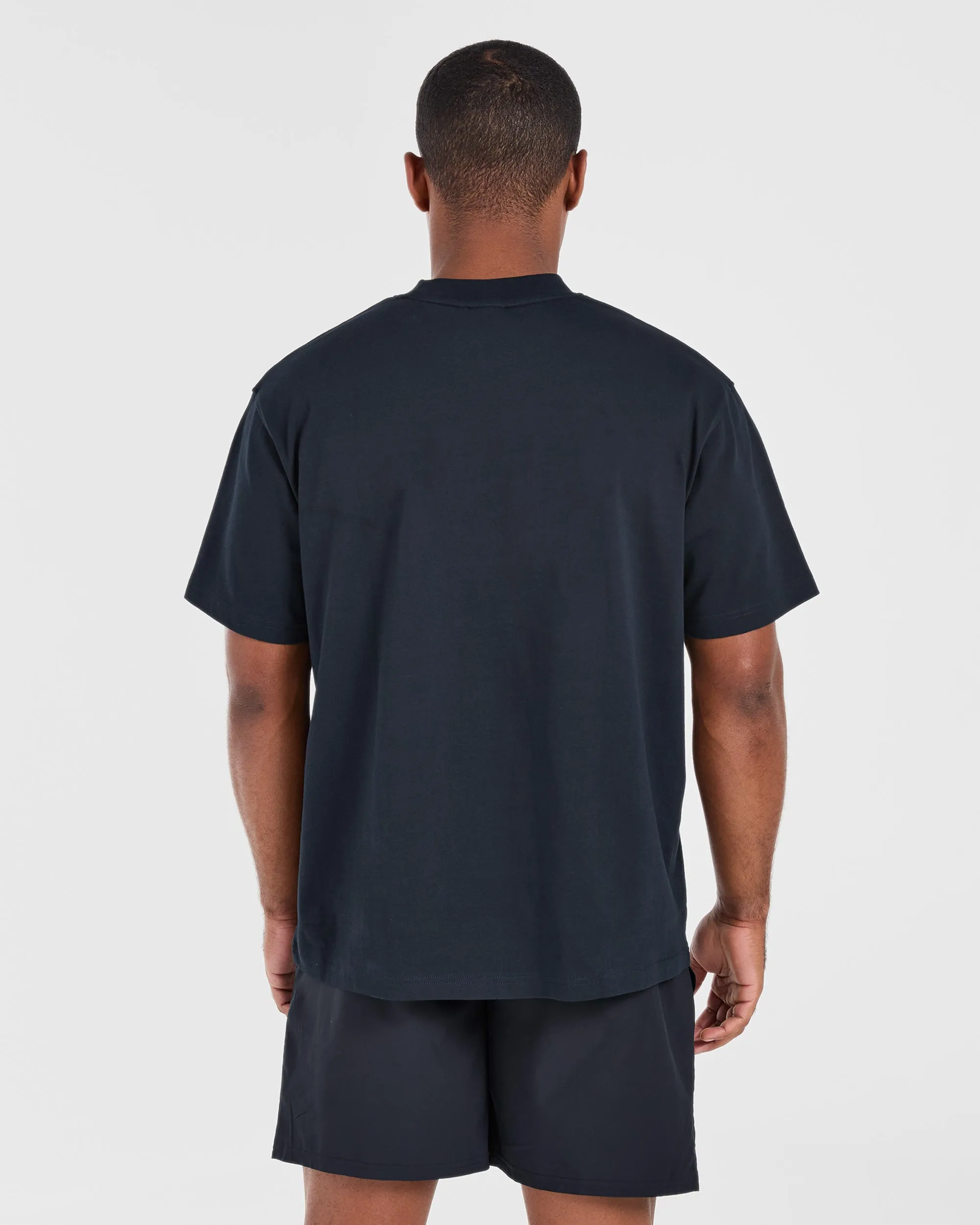 Athletics Oversized T Shirt - Navy Minimal Outfit