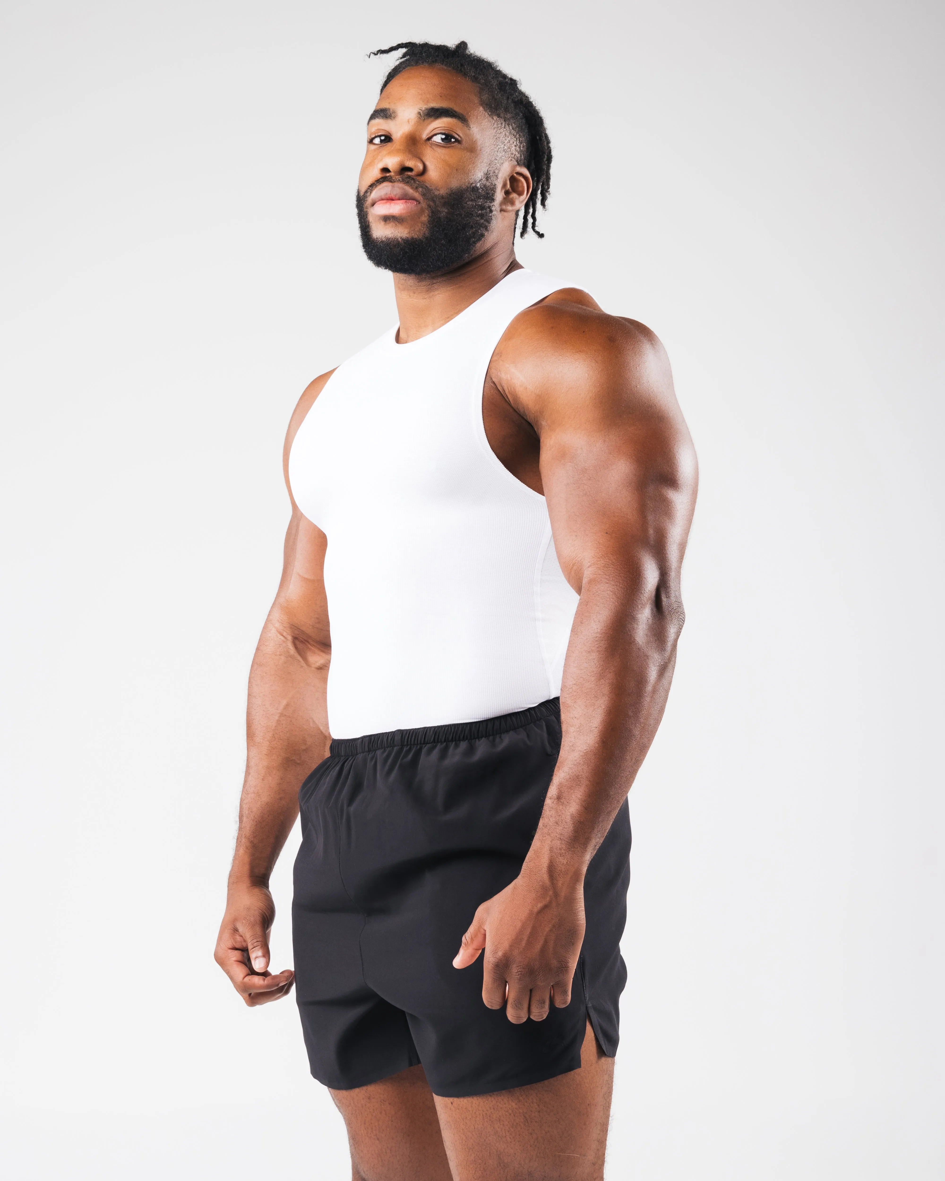 MultiPocket Design Drop Shoulder Power Tank - White