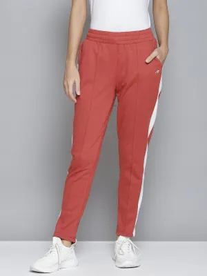Fitted waist Alcis Women Orange & White Striped Slim-Fit Track Pants