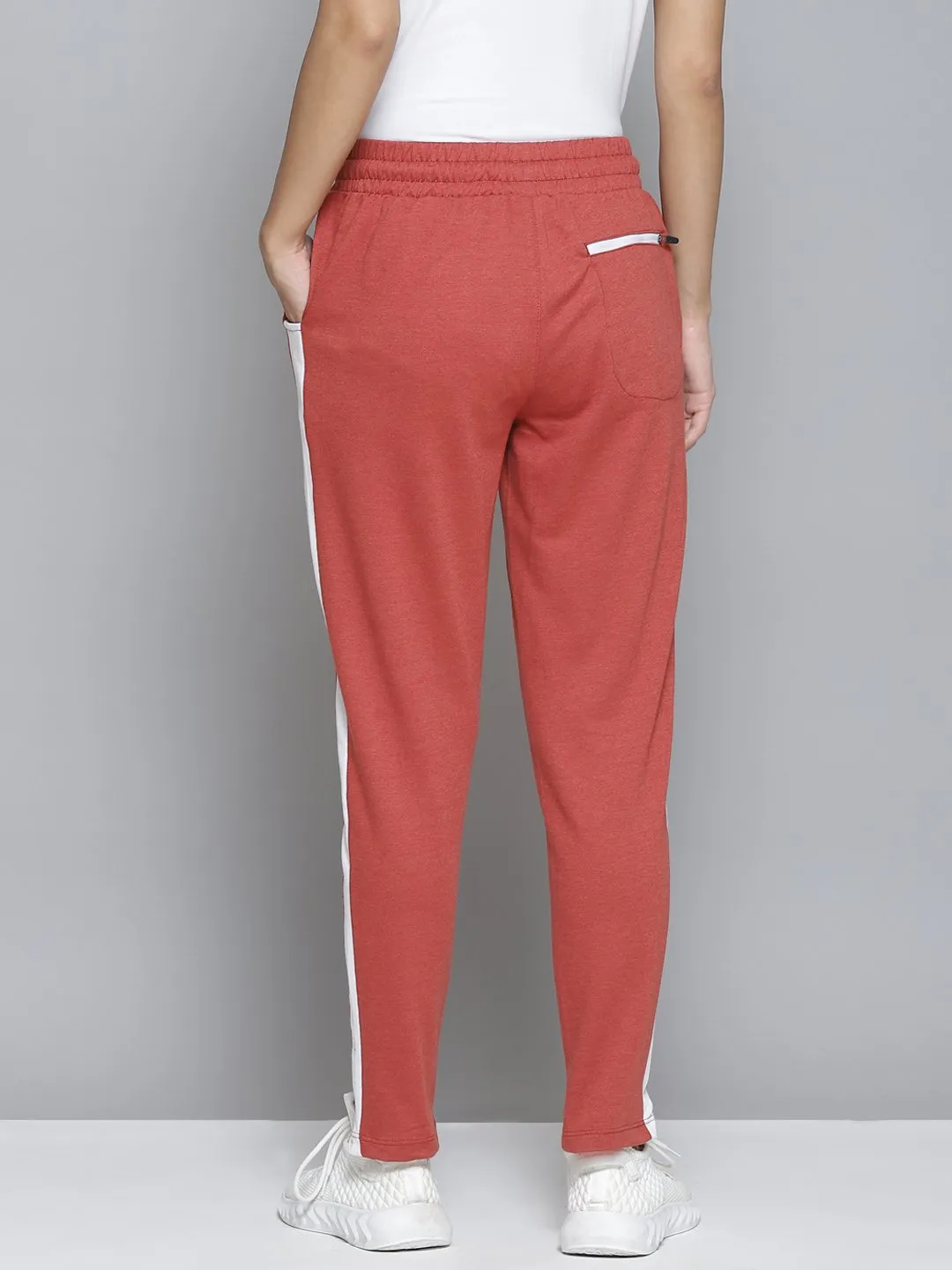 Professional Wear Alcis Women Orange & White Striped Slim-Fit Track Pants