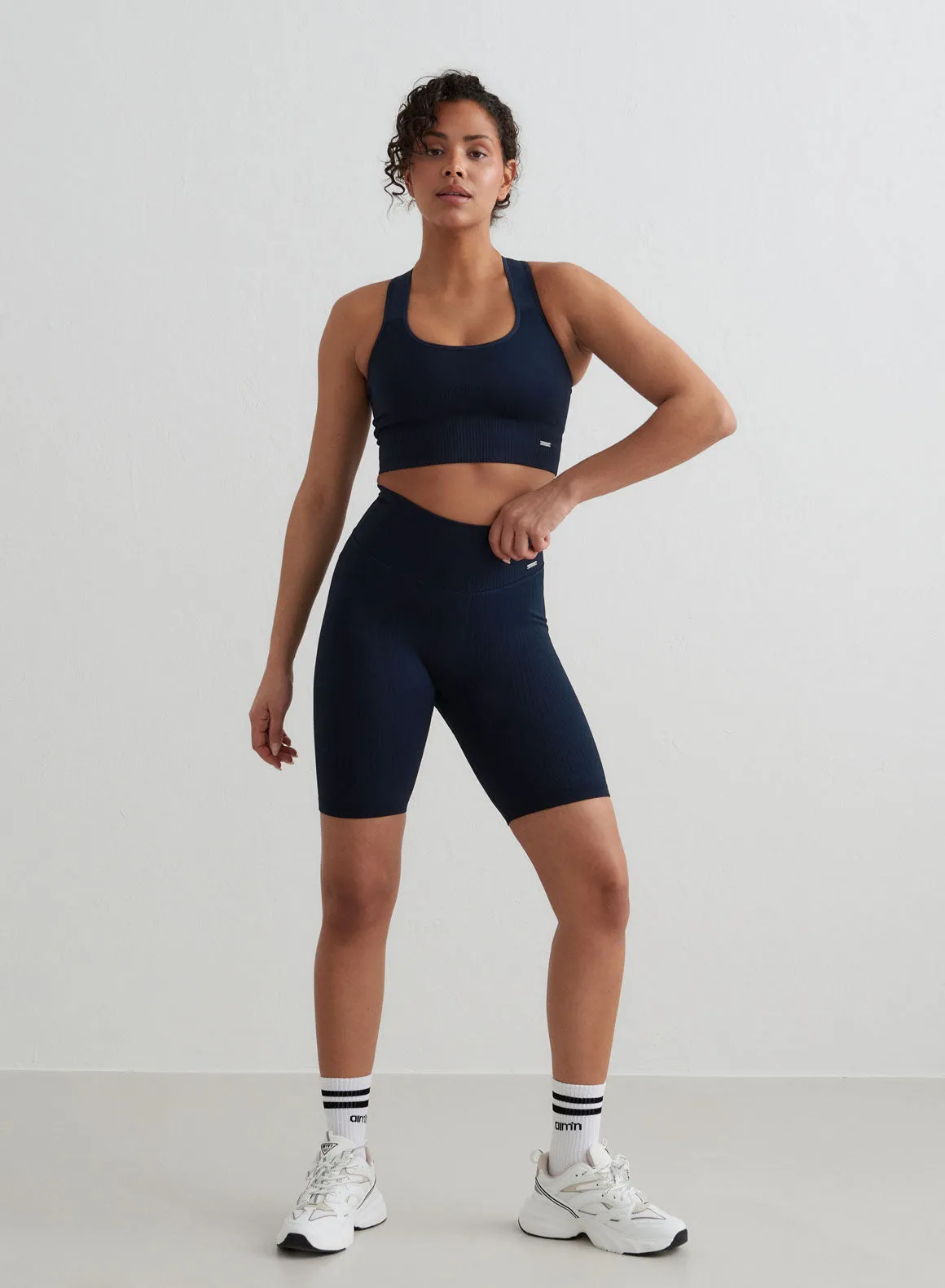 Navy Ribbed Biker Shorts music event look Fashion Accessory