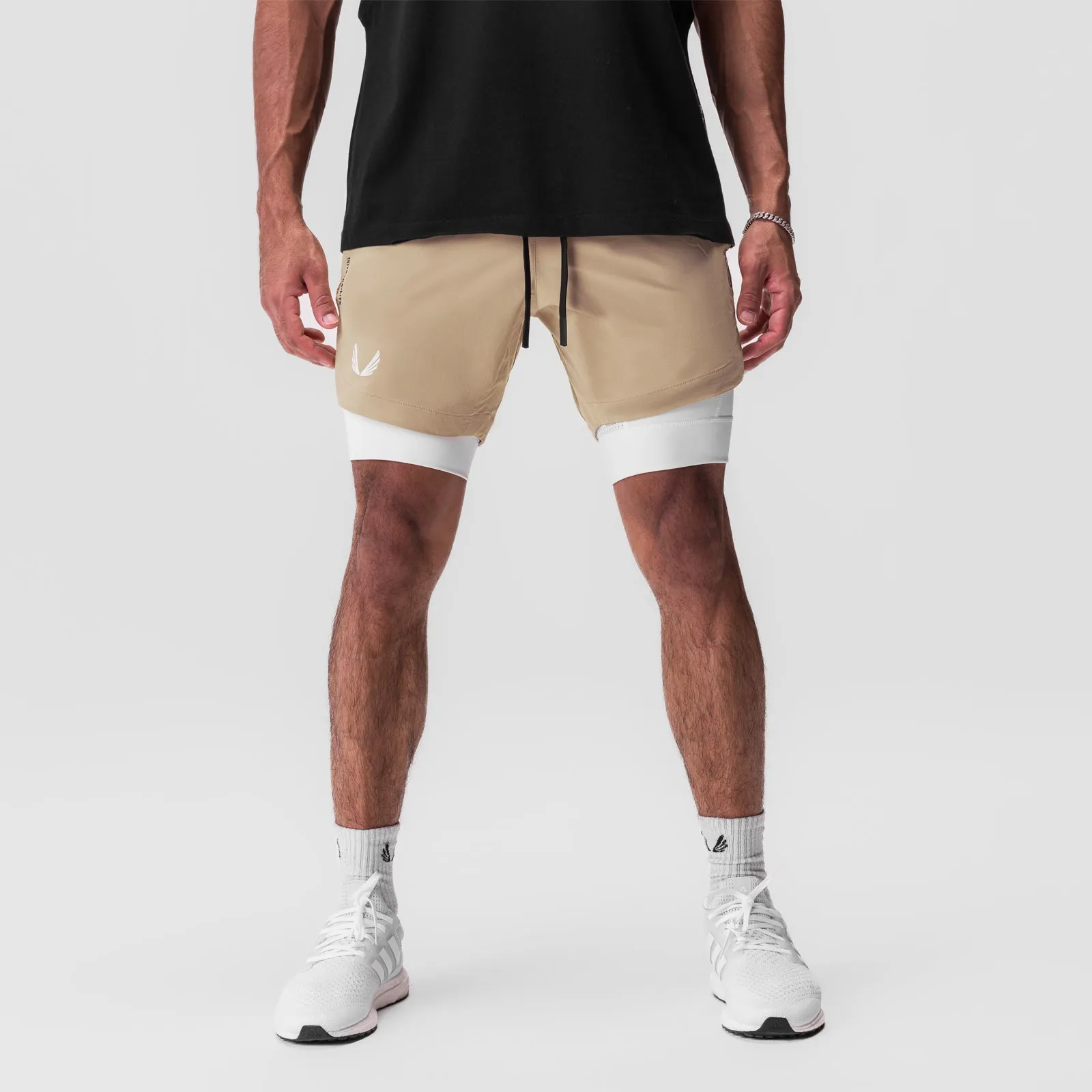 beauty industry Street Fashion 0866. Tetra-Lite? 7" Liner Short - Khaki/ White / White "Wings"