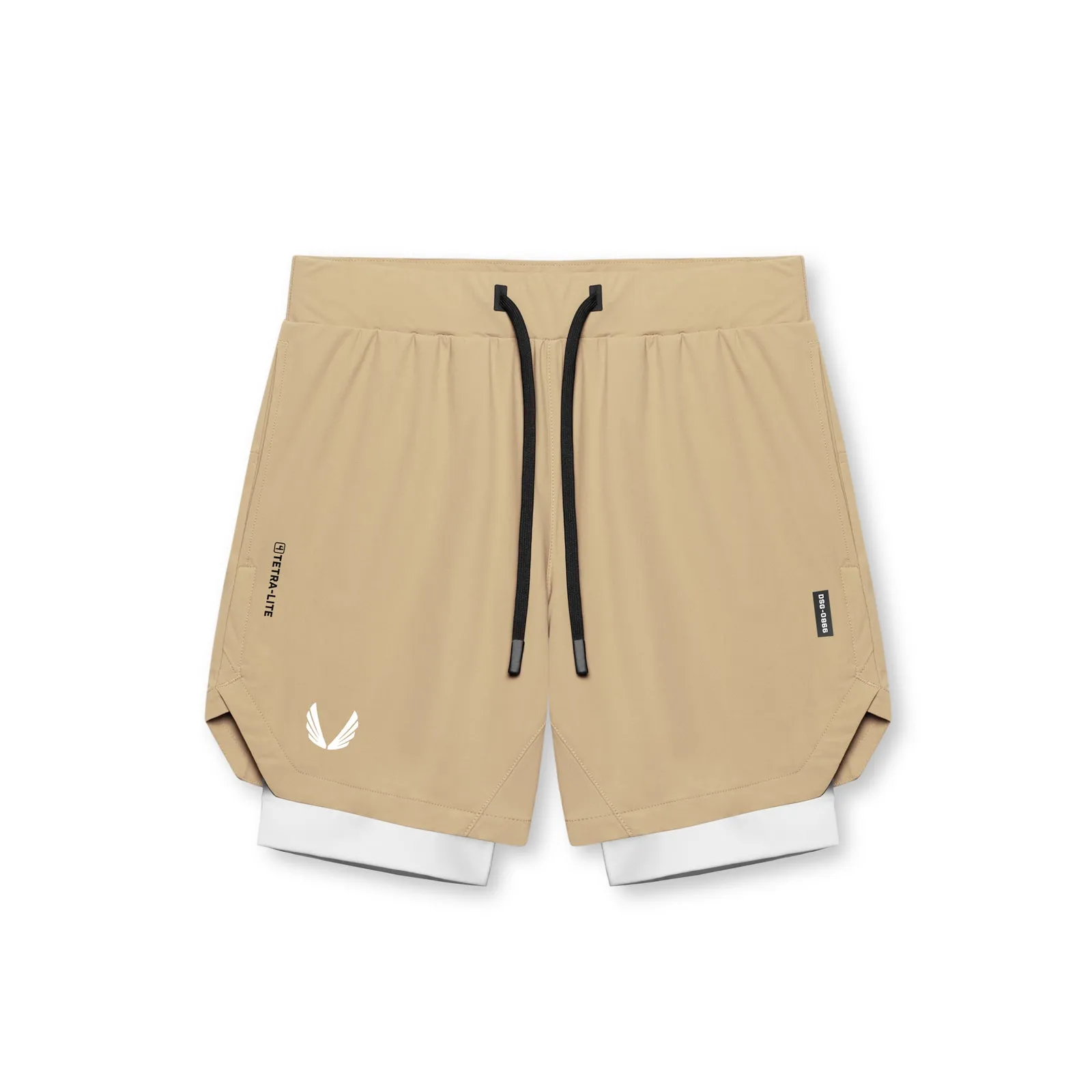 dress shirt 0866. Tetra-Lite? 7" Liner Short - Khaki/ White / White "Wings"