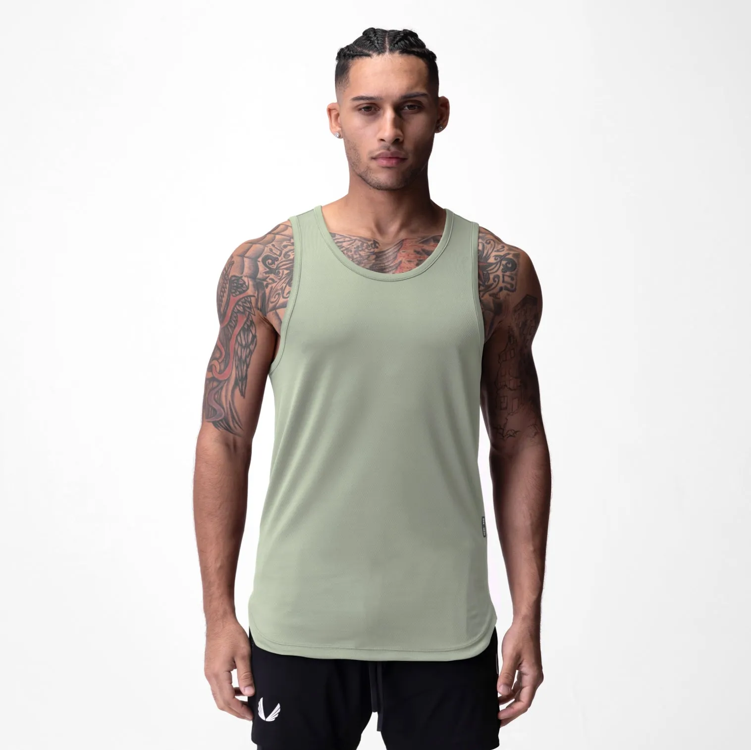 NonToxic Certification Ventilated Back Panels 0830. AeroSilver? Tank Top - Sage