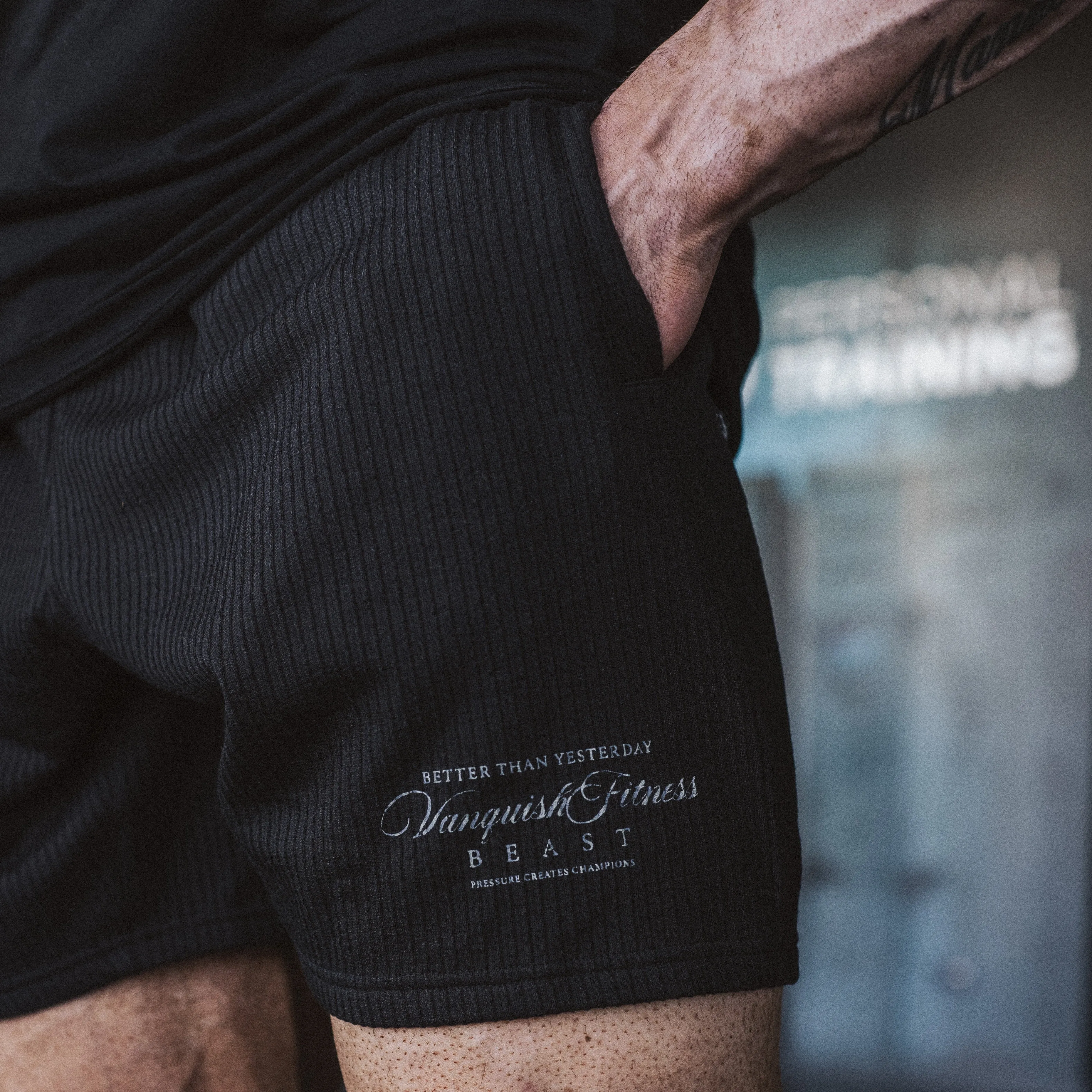 Flexible Pocket Placement Fun Design Vanquish x JBeast Black Shorts
