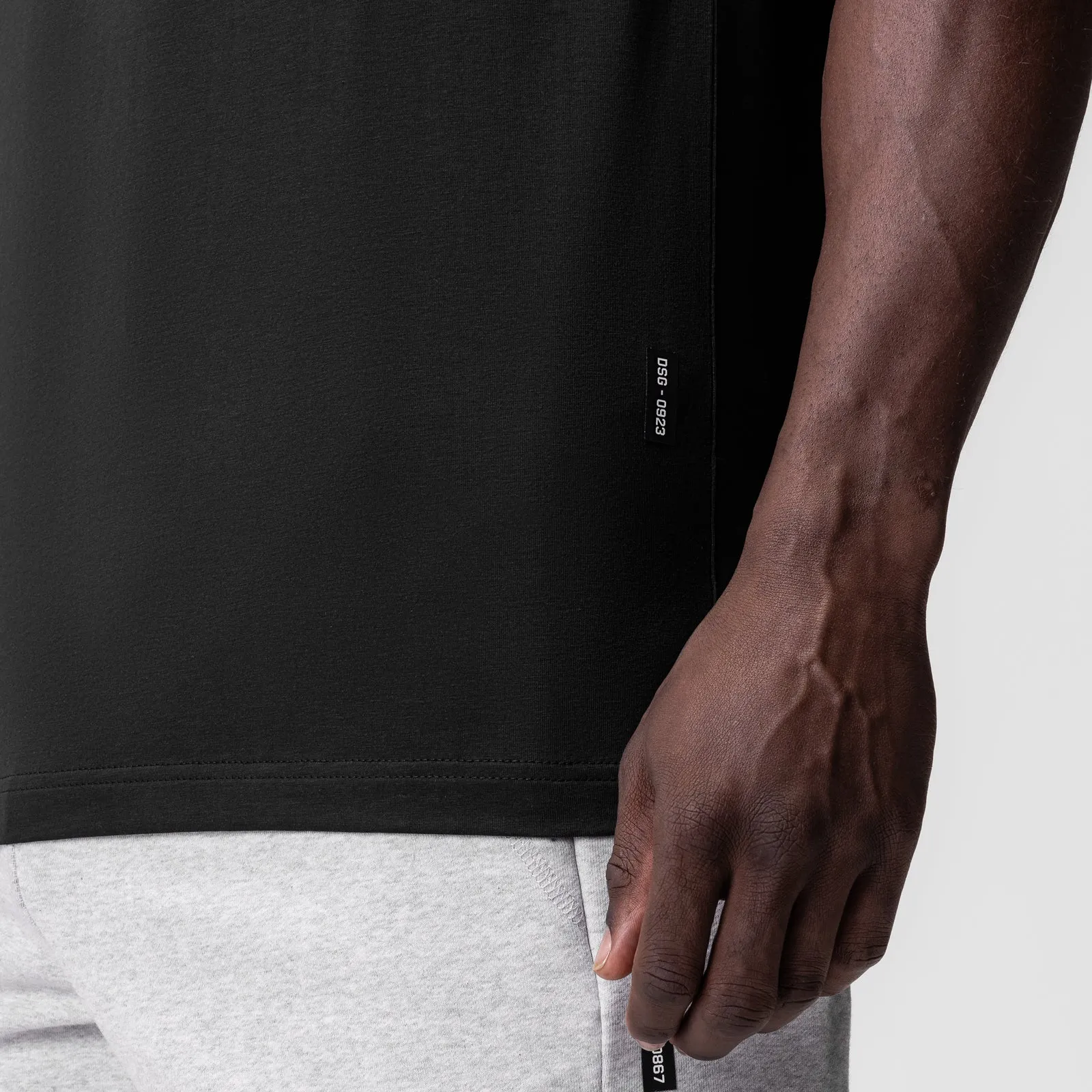 0923. Supima? Essential Tee - Black Micro Perforated Fabric Linen blend