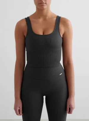 Sensor - Equipped Ergonomic Shape Shadow Grey Ribbed Seamless Shaping Bralette