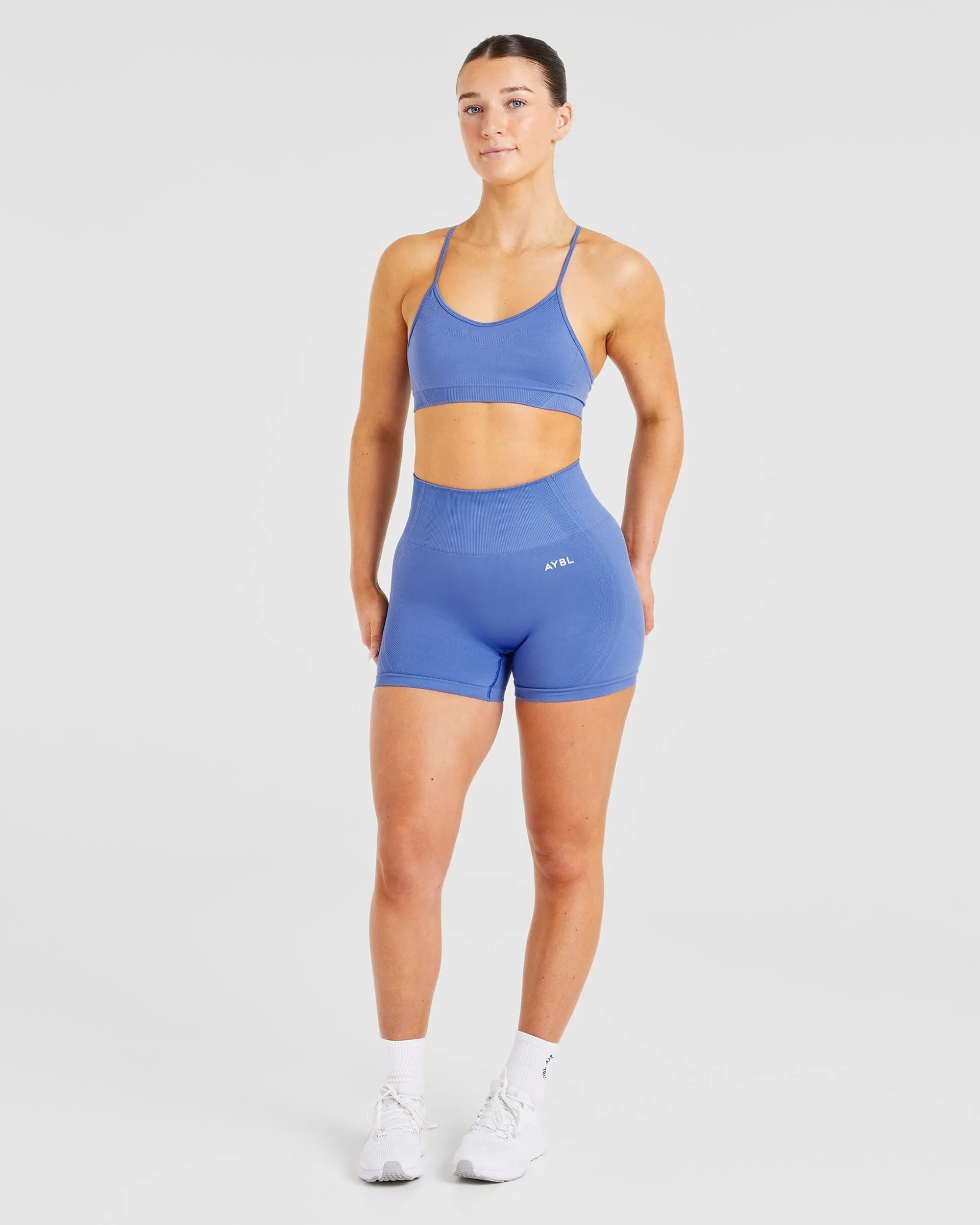 Petite size seams Balance V3 Seamless Strappy Sports Bra - Bright Cobalt