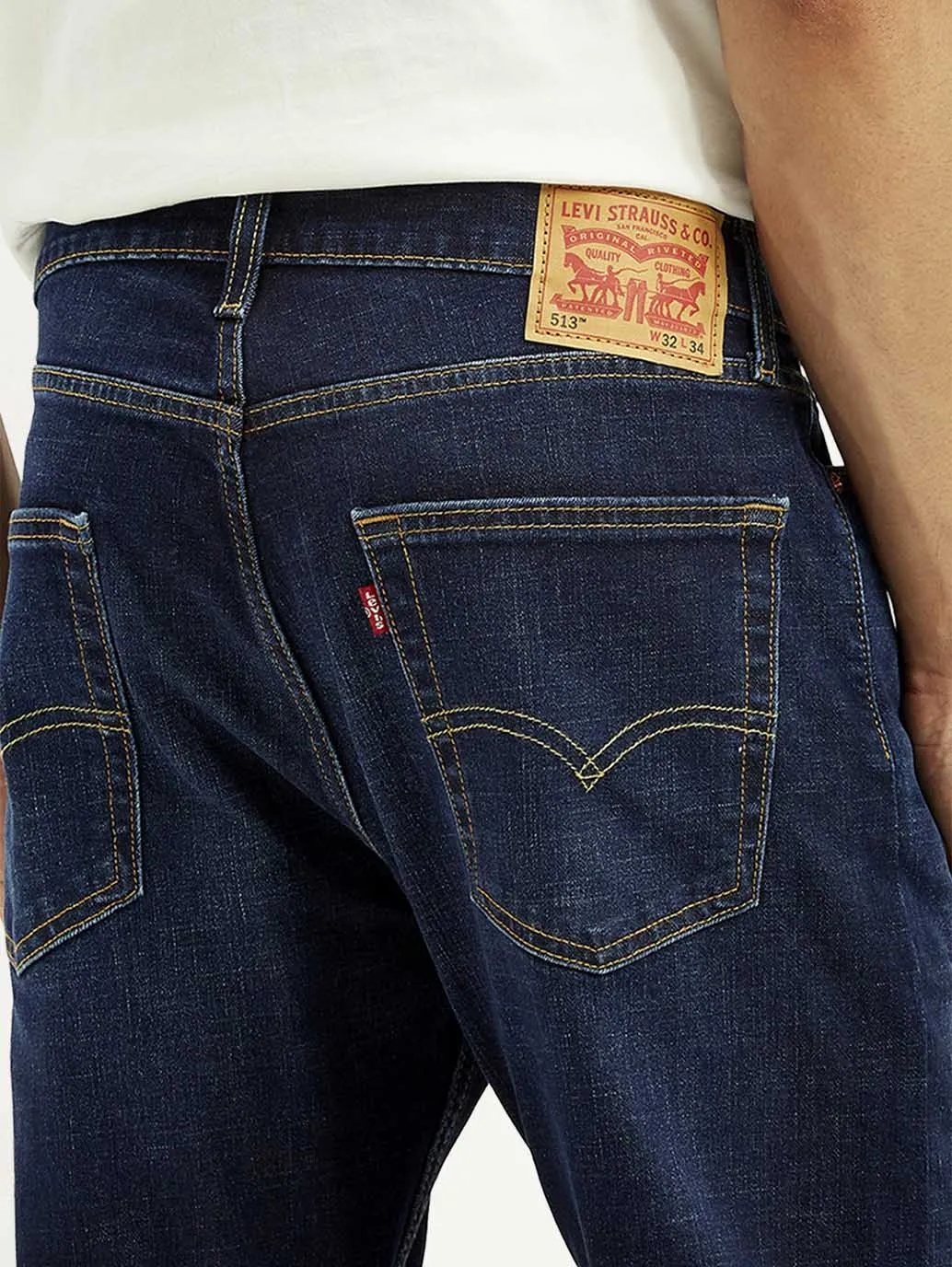 Work Ready Lightweight Textured Men's 513 Indigo Slim Straight Fit Mid Rise Jeans