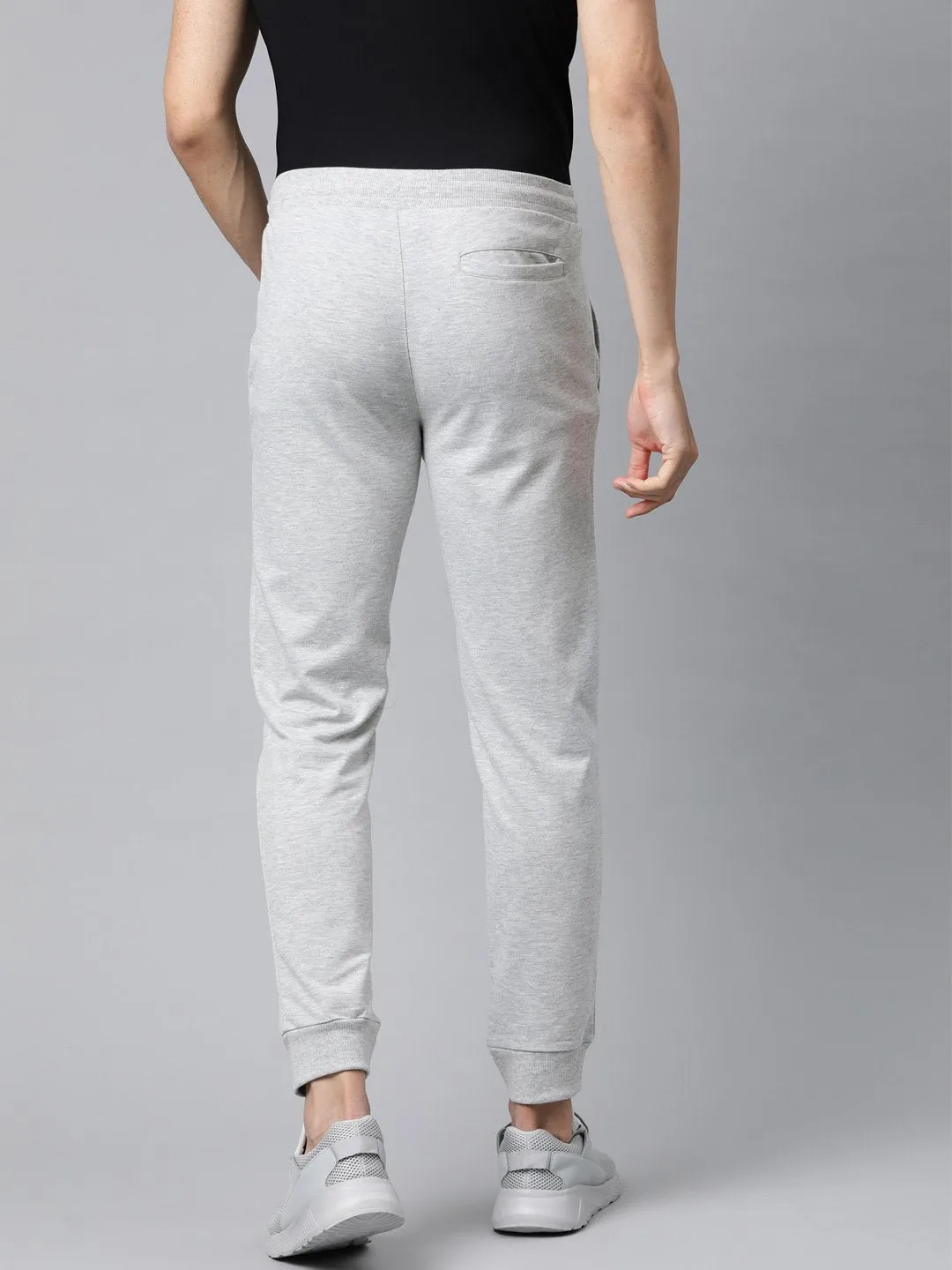 Alcis Men Grey Melange Solid Joggers Breathable Comfort NoiseReducingFabric