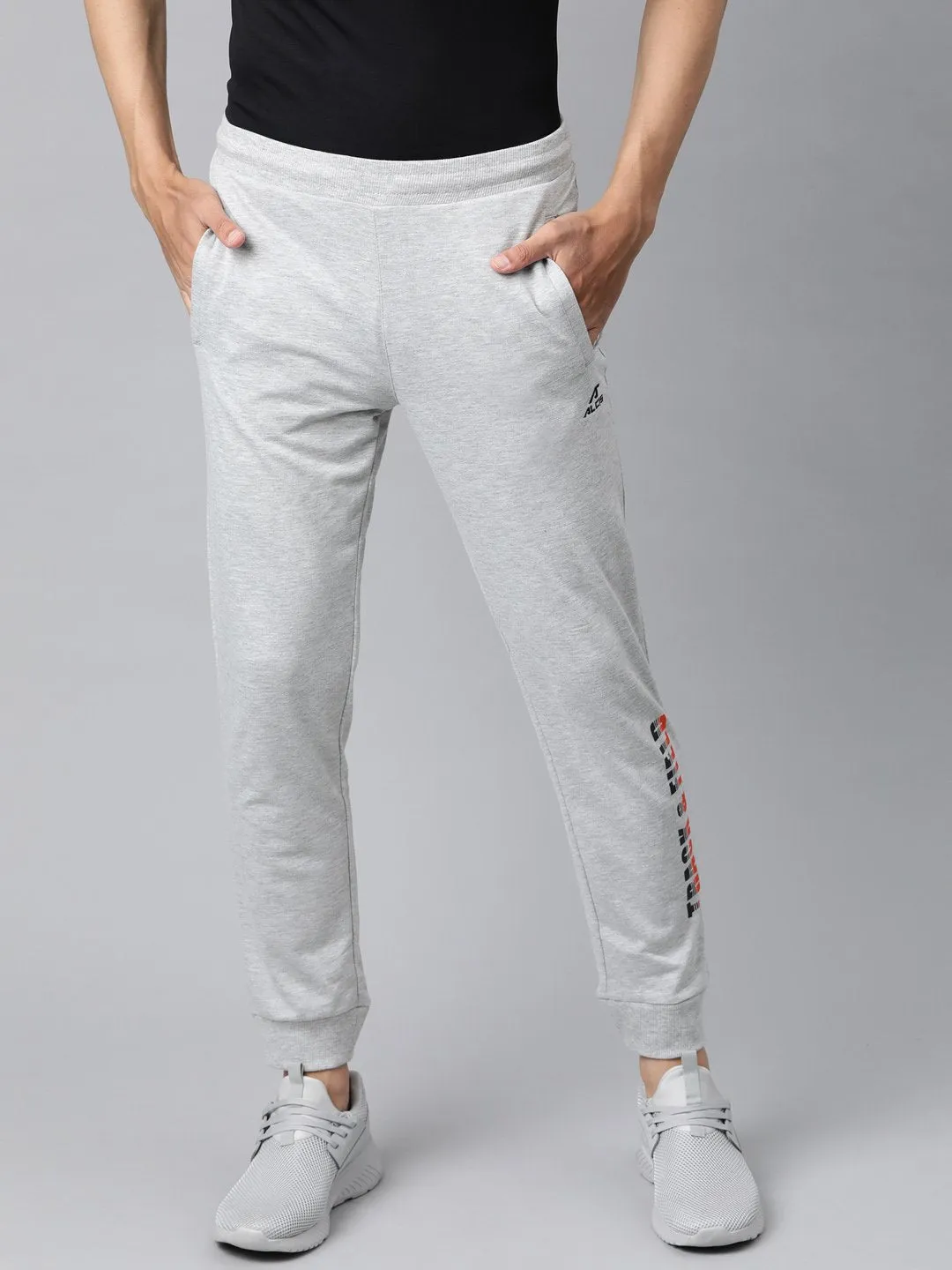 Alcis Men Grey Melange Solid Joggers Easy Match