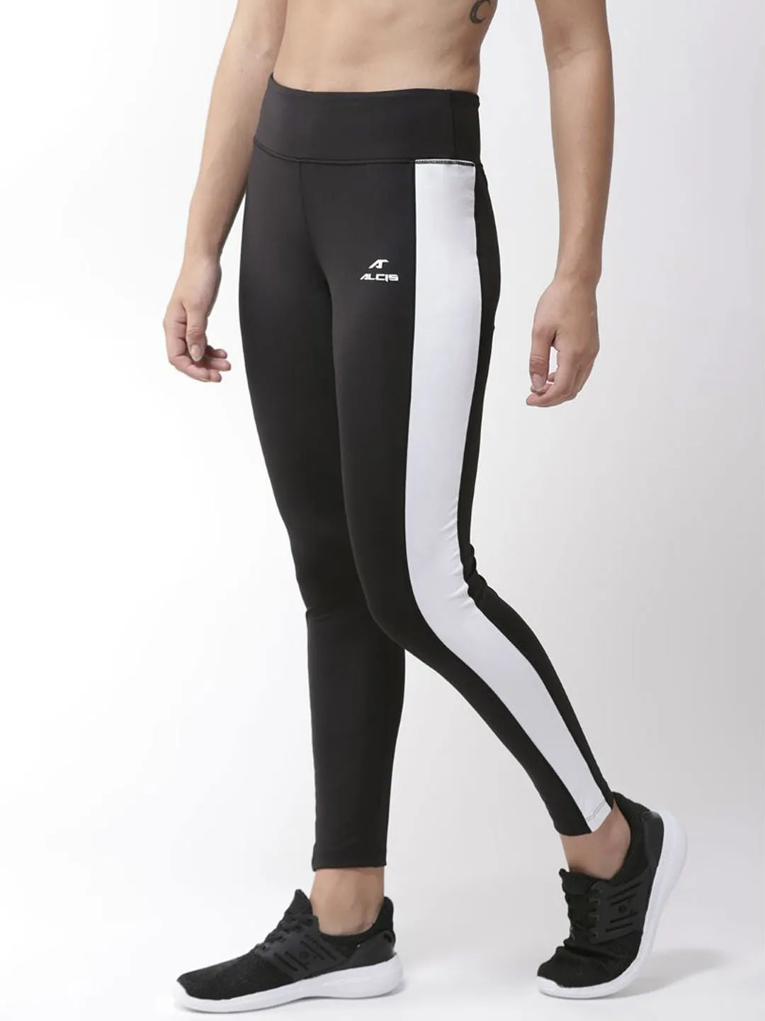 Flexible Wear Evening Walk Alcis Women Black White Solid Tights