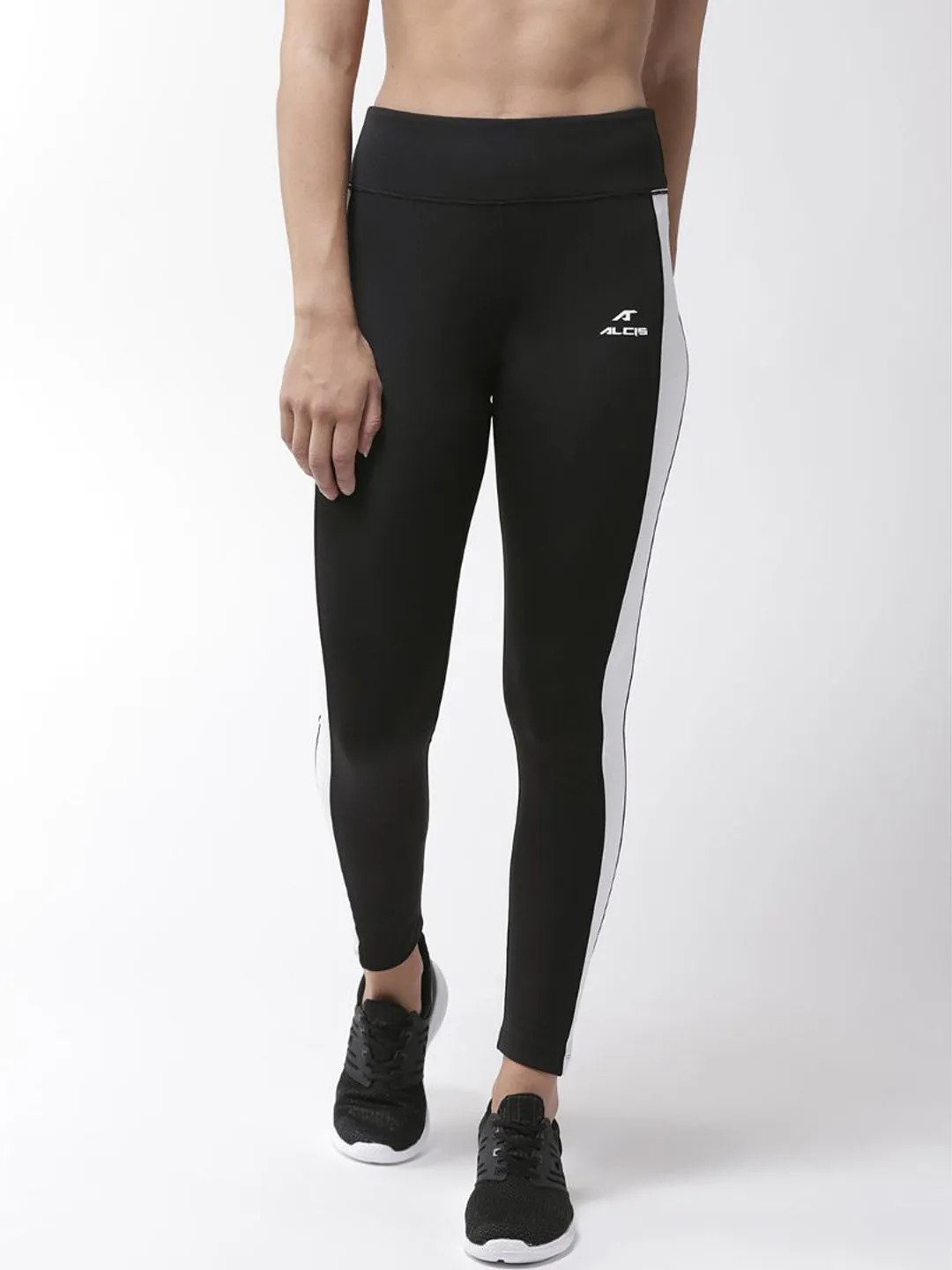 shape fit Evening Walk Anti Odor Alcis Women Black White Solid Tights