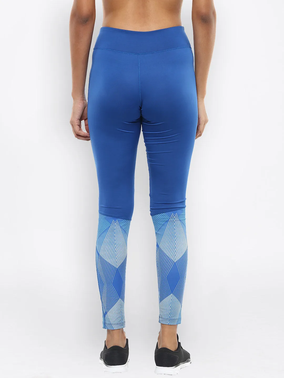 Alcis Women Blue Printed Training Leggings Hiking Trail Non See