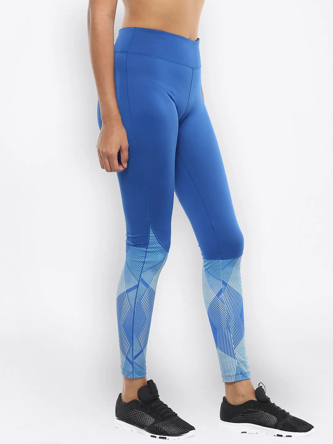 No Ride Down Waist Alcis Women Blue Printed Training Leggings