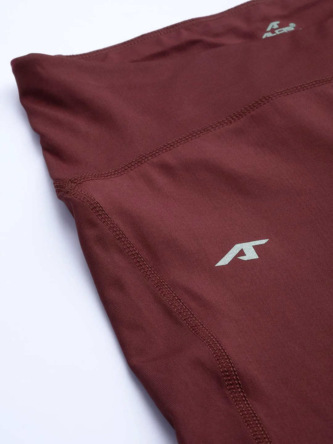 Contoured Fit Alcis Women Burgundy Solid Cropped Tights