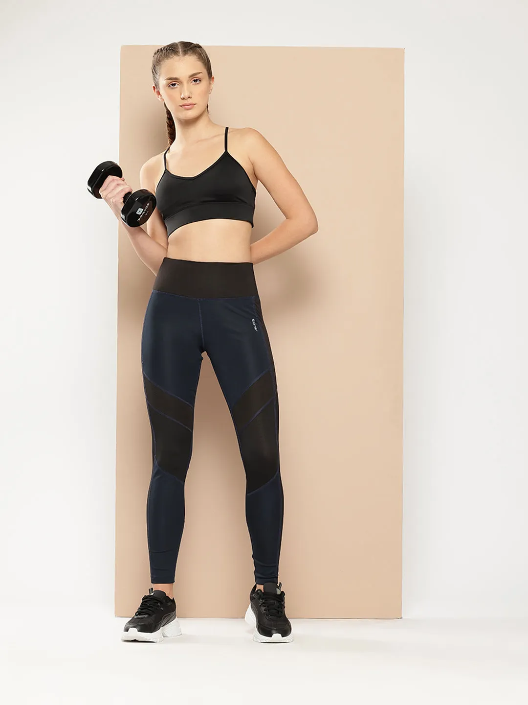 Machine wash Alcis Women Teal Blue & Black Colourblocked Tights