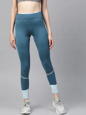 Alcis Women Teal Blue Solid Cropped Tights Pure Motion