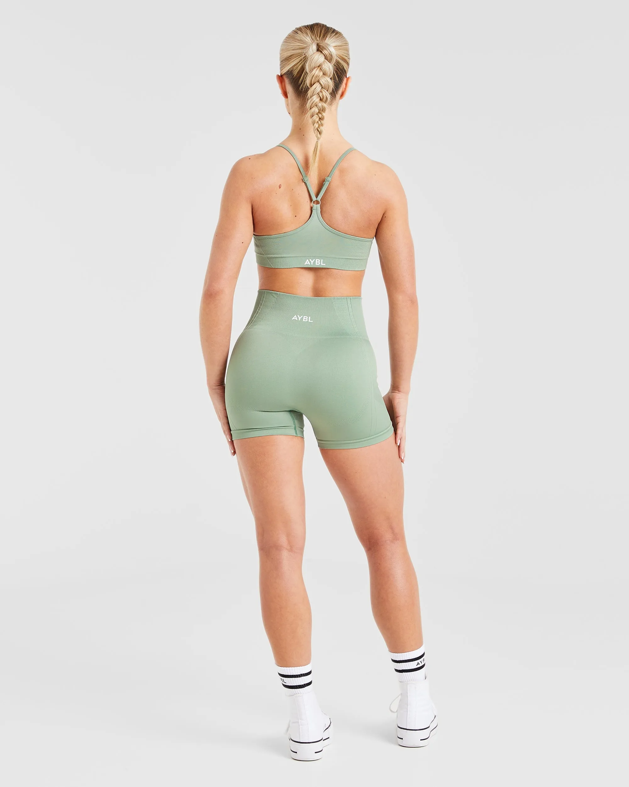 Balance V3 Seamless Strappy Sports Bra - Grove Green Scoop neck
