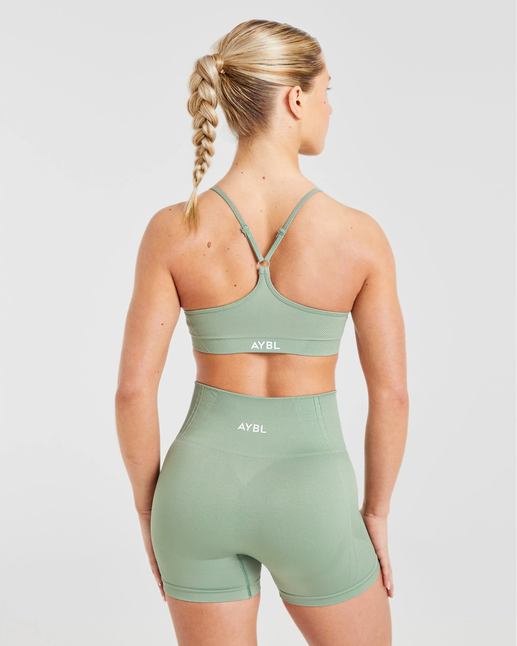 Non-slip material Balance V3 Seamless Strappy Sports Bra - Grove Green