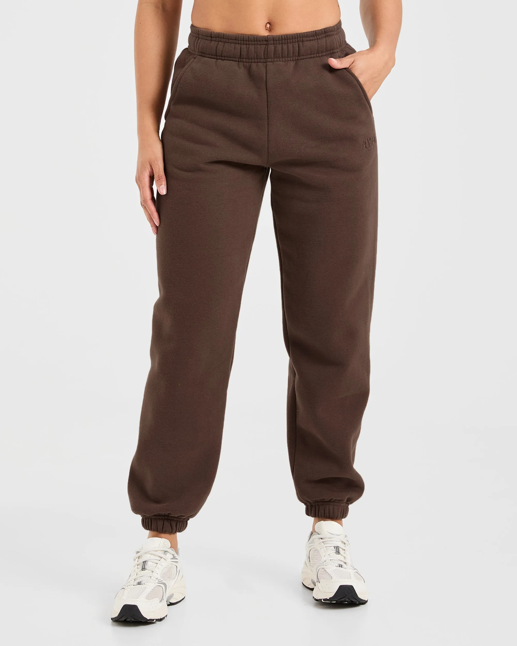 Warm Classic Plush Oversized Joggers - Brown High Neck individual sports