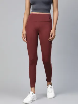 Indoor Wear Alcis Women Maroon Solid Ankle Length Tights