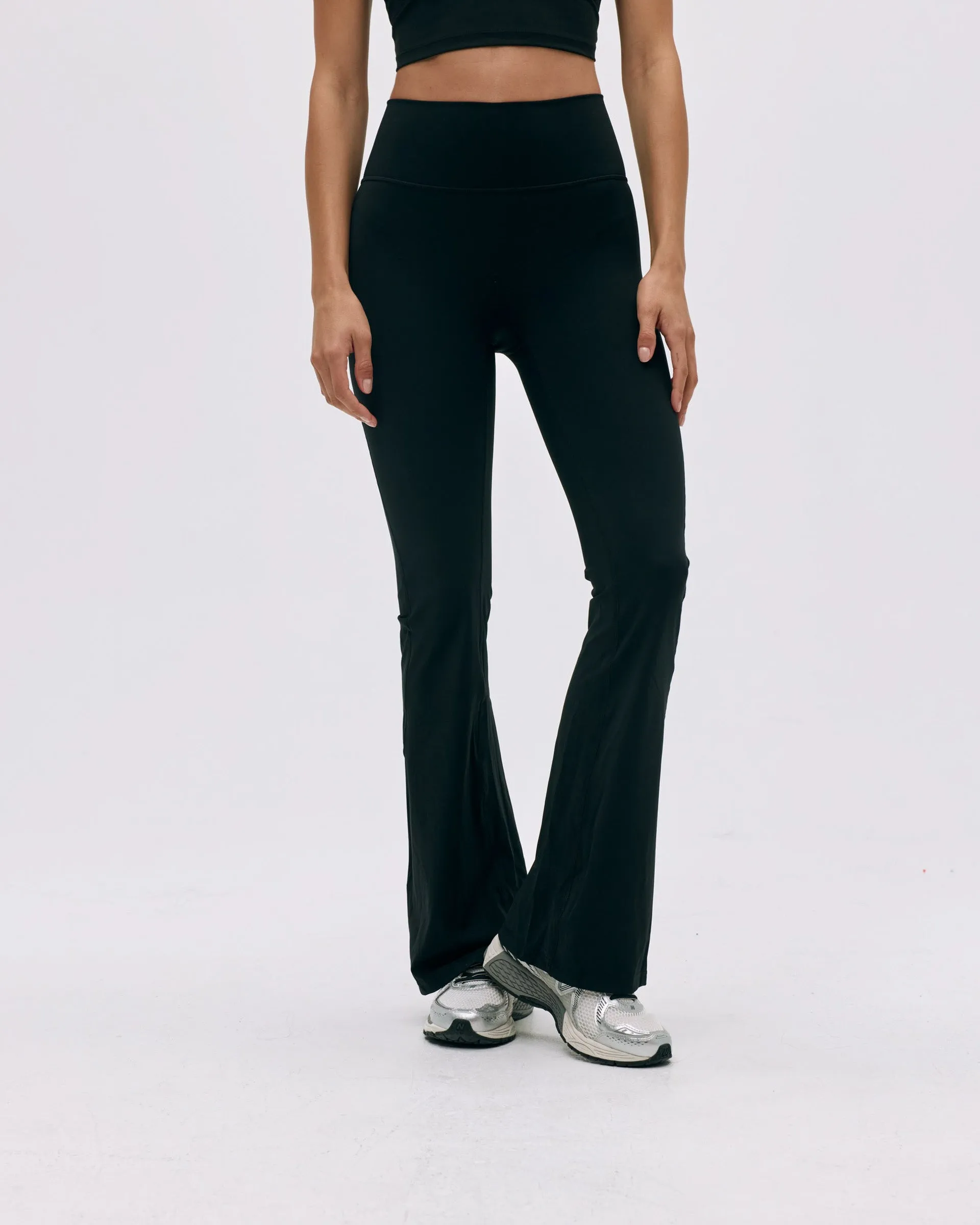 Flared Yoga Pant - Black Tailored Shape Stay Put Cuffs