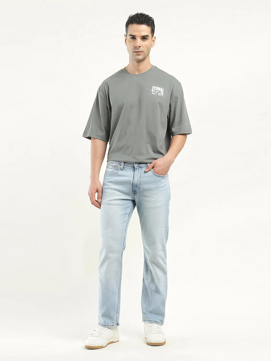 Men's 513 Indigo Slim Straight Fit Mid Rise Jeans Music Event Picnic Style Classic Wear Textured