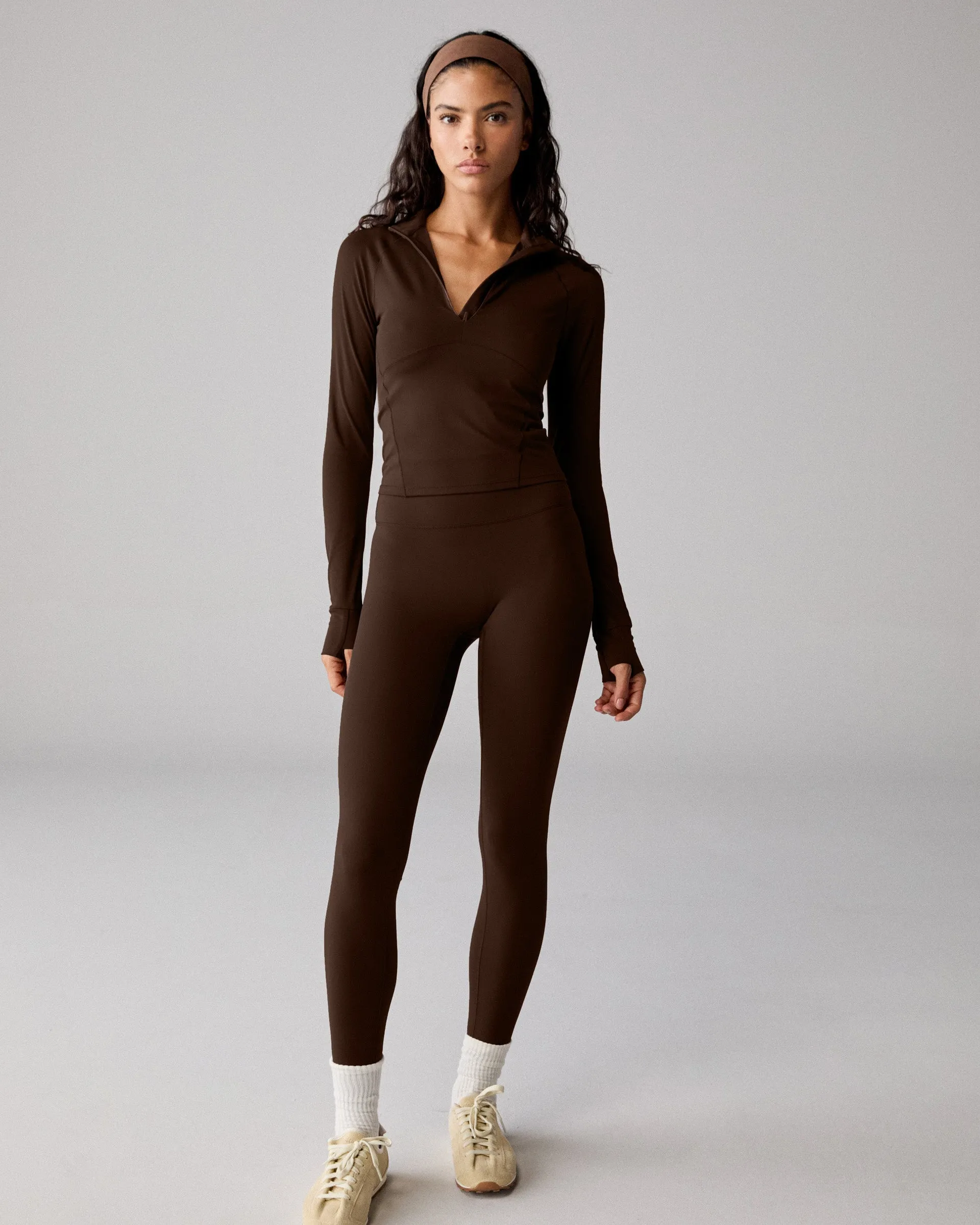 Ultimate Leggings - Chocolate Brown Mesh Panel Outdoor Running