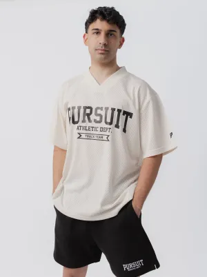 simple design Elastic hem Varsity Mesh Jersey in Bone
