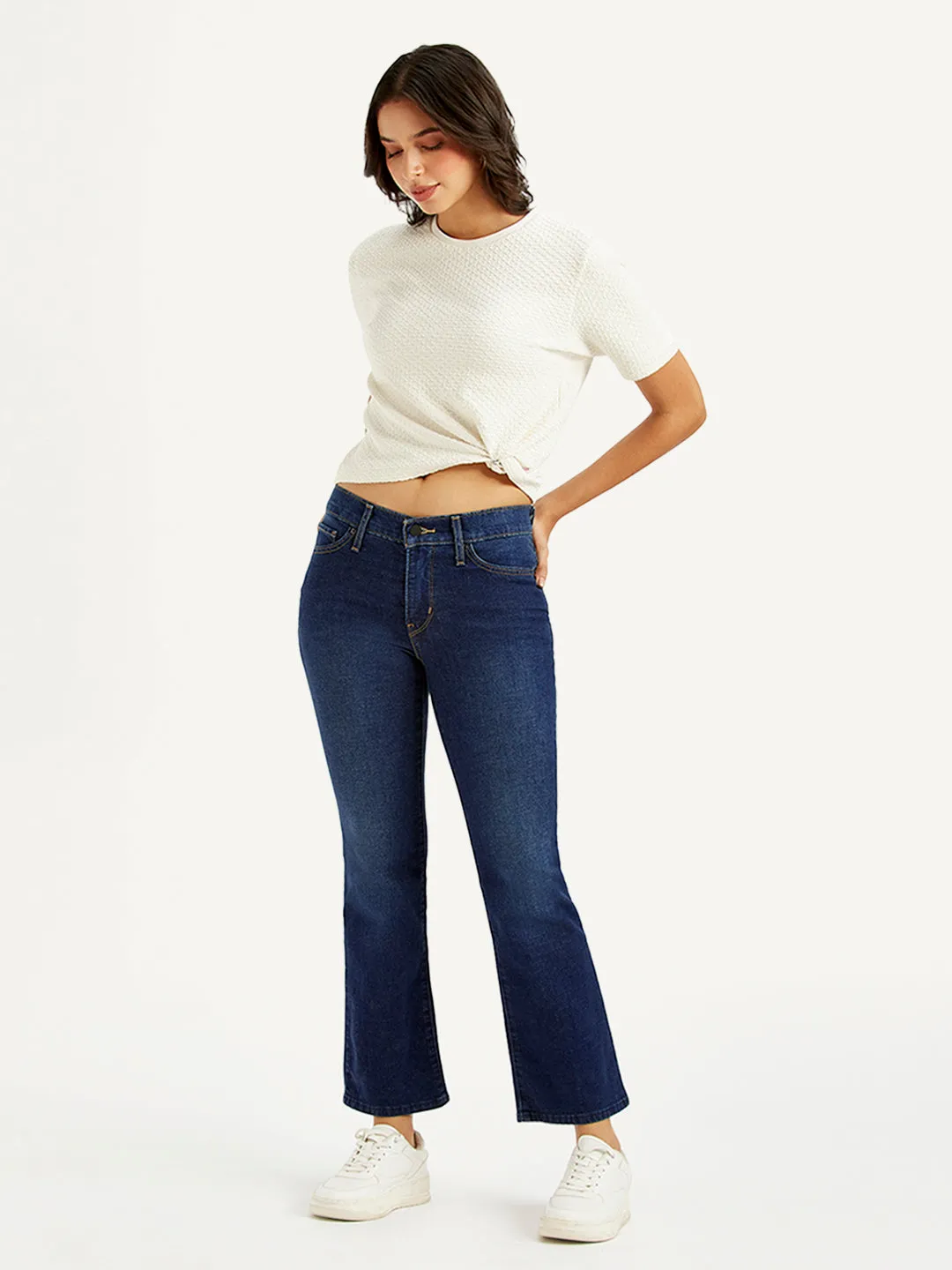 Women's 315 Blue Flared Fit High Rise Jeans Base Attire Slim Smooth