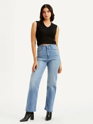 Fit Focus Women's Light Blue Ribcage Straight Fit High Rise Jeans