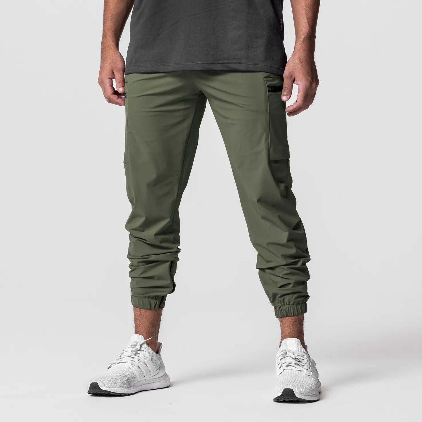 0656. Tetra-Lite? Standard Zip Jogger - Olive Reflective Trim Flared bottom