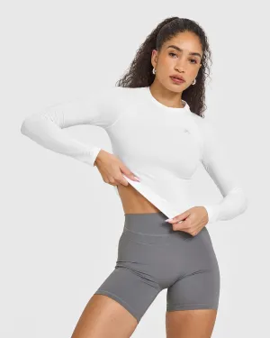 Japan Neat Go To Seamless Fitted Long Sleeve Top | White AdjustableStraps
