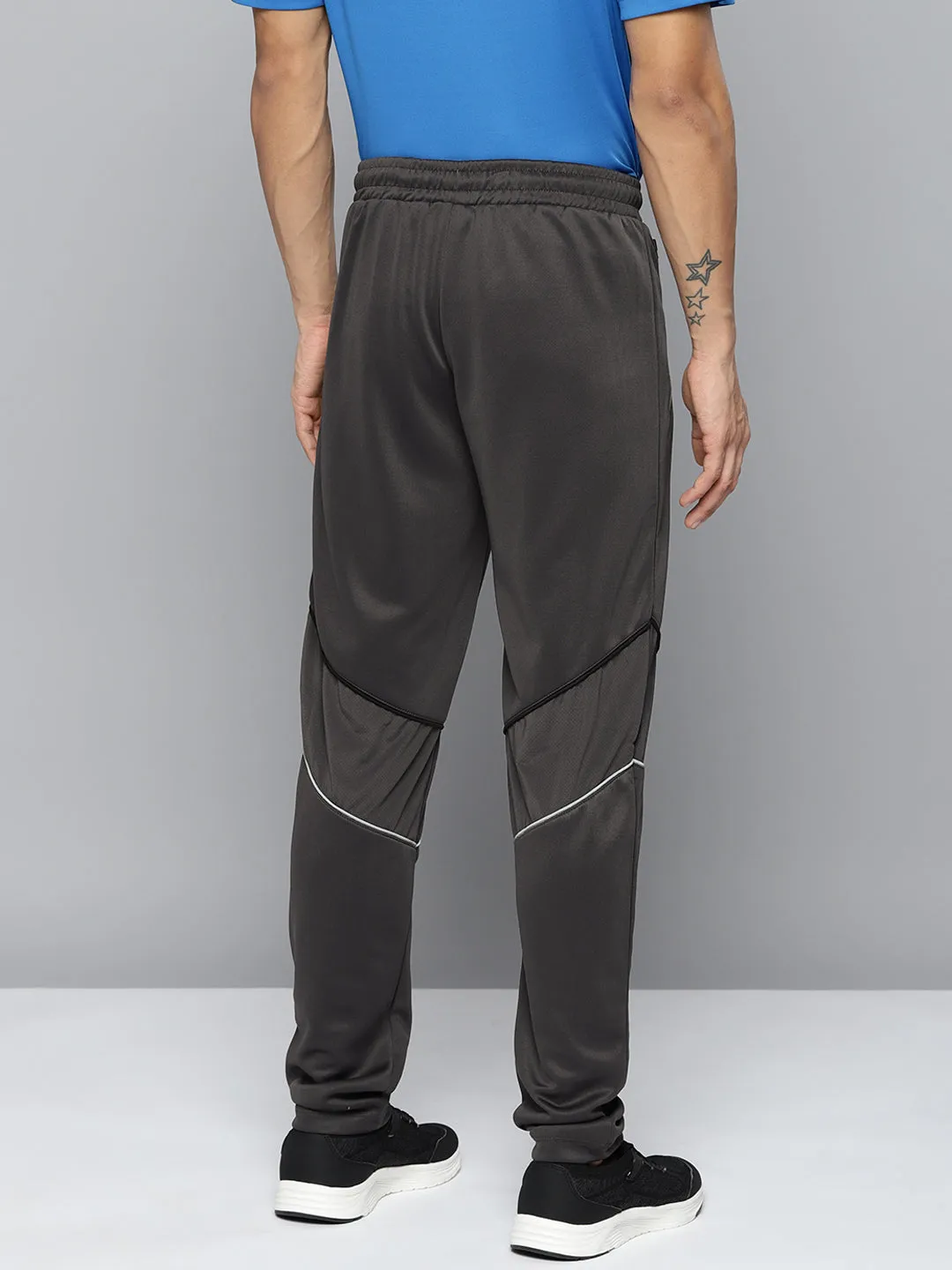 Alcis Men Charcoal Grey Slim-Fit Training Track Pants Rayon drape