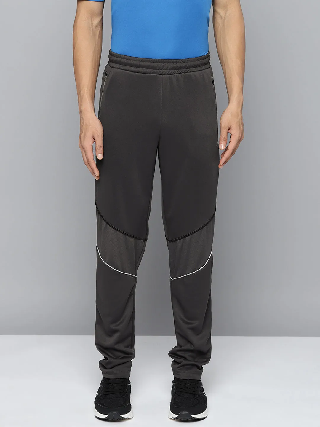 Alcis Men Charcoal Grey Slim-Fit Training Track Pants StretchMaterial Adaptive Fit