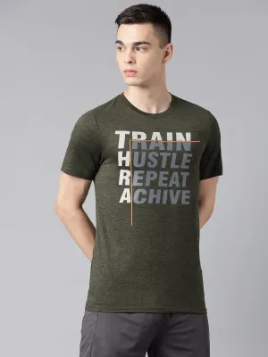 Alcis Men's Olive & Black Anti-Static Drytech  Slim-Fit Training Tee HighVisibility Trim AirflowOptimized