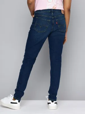 Classic Wear Textured Minimal Edge Women's 711 Blue Skinny Fit Mid Rise Jeans