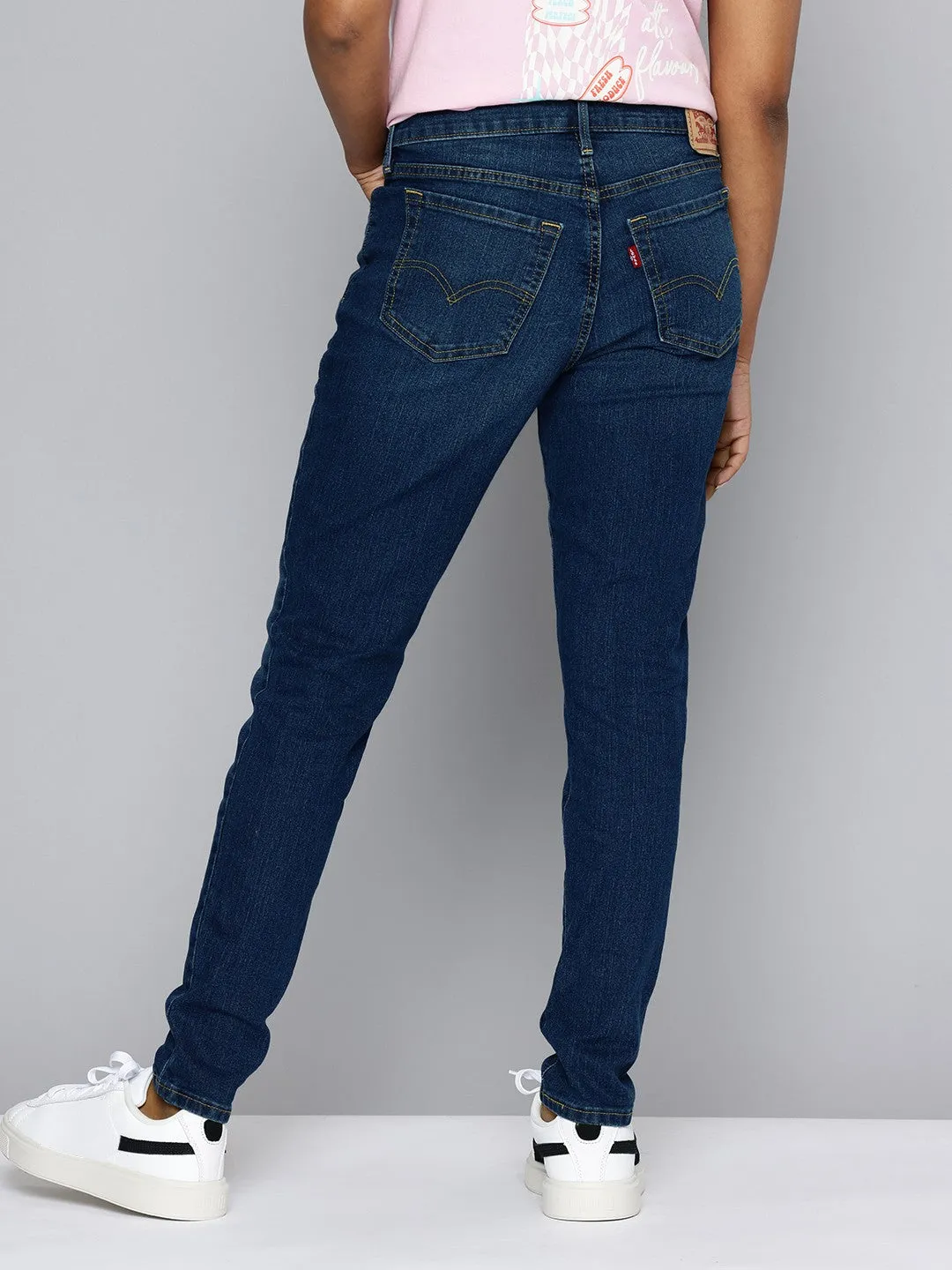 Classic Wear Textured Minimal Edge Women's 711 Blue Skinny Fit Mid Rise Jeans