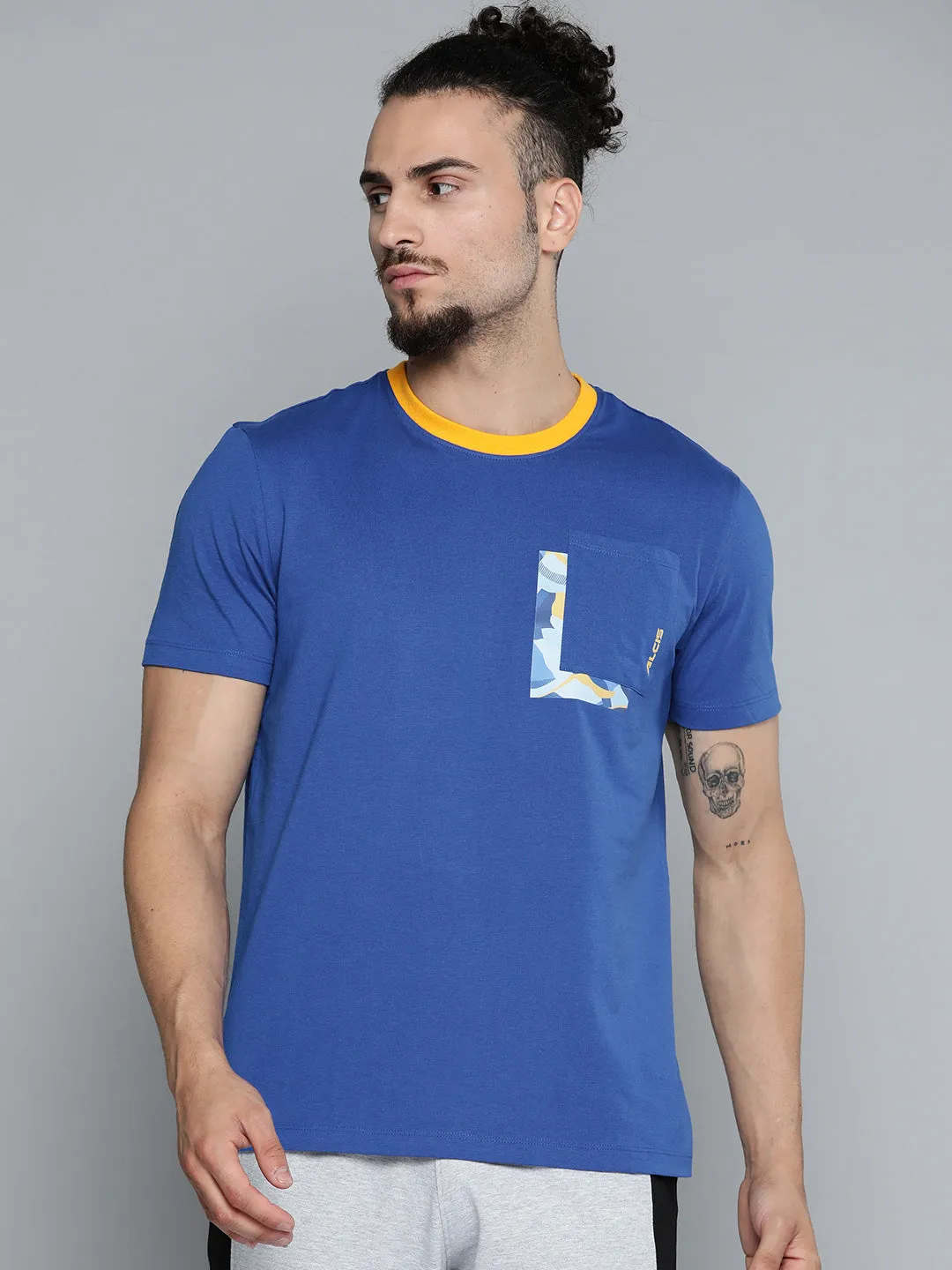 Alcis Men Blue Slim Fit Training or Gym T-shirt Cool Glow