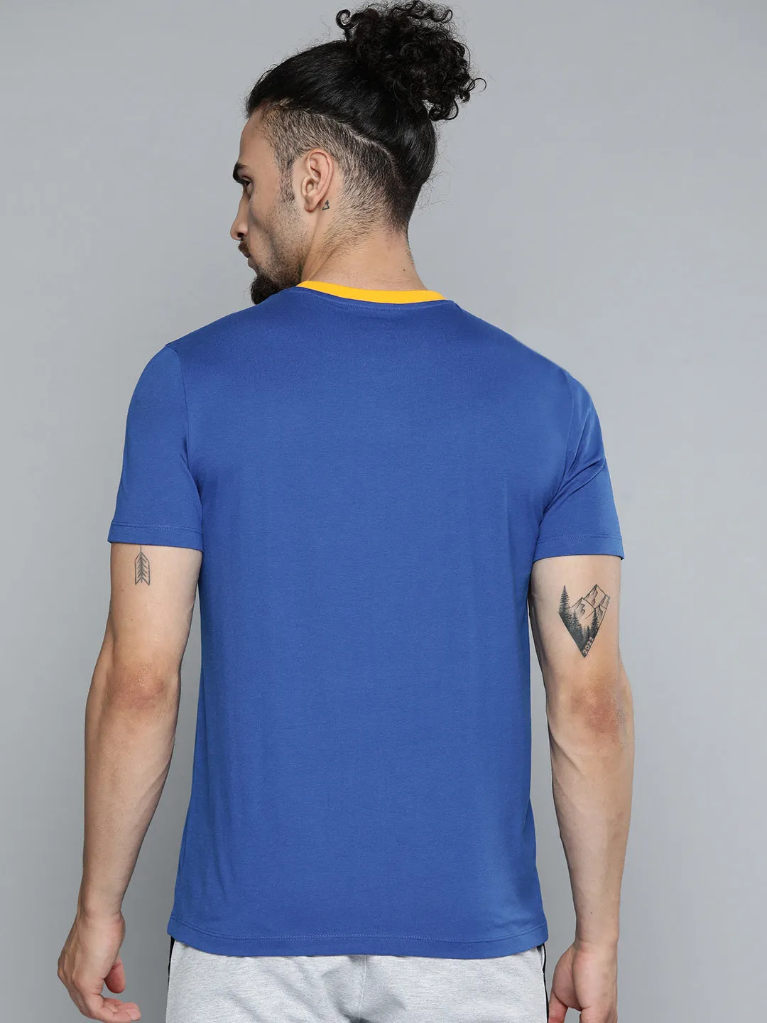 Alcis Men Blue Slim Fit Training or Gym T-shirt Tulle Soul