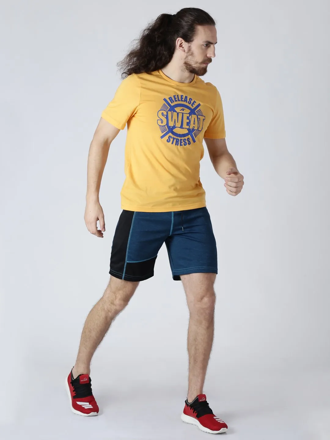Alcis Mens Printed Sweat Yellow T-Shirt-S-Yellow slim fit Utility Mode